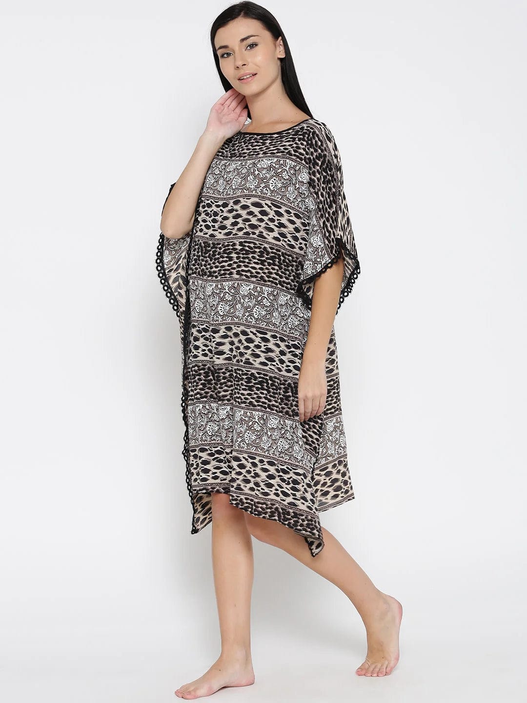 The Kaftan Company Kaftan Floral And Animal Print Loungewear Kaftan - (Clearance - Final Sale)