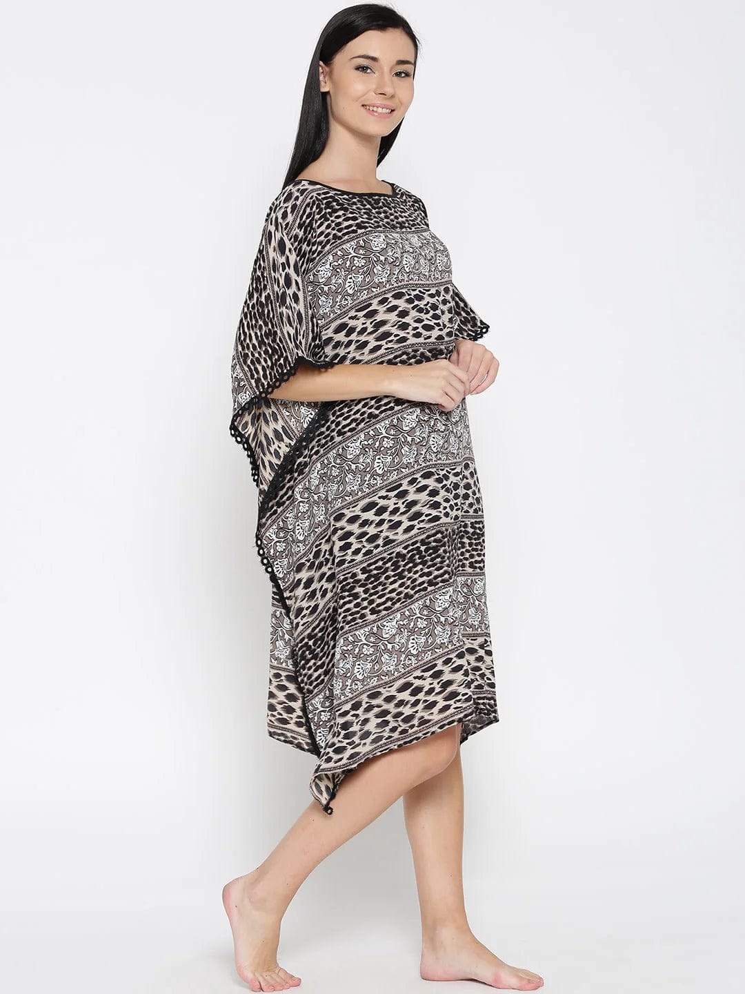 The Kaftan Company Kaftan Floral And Animal Print Loungewear Kaftan - (Clearance - Final Sale)