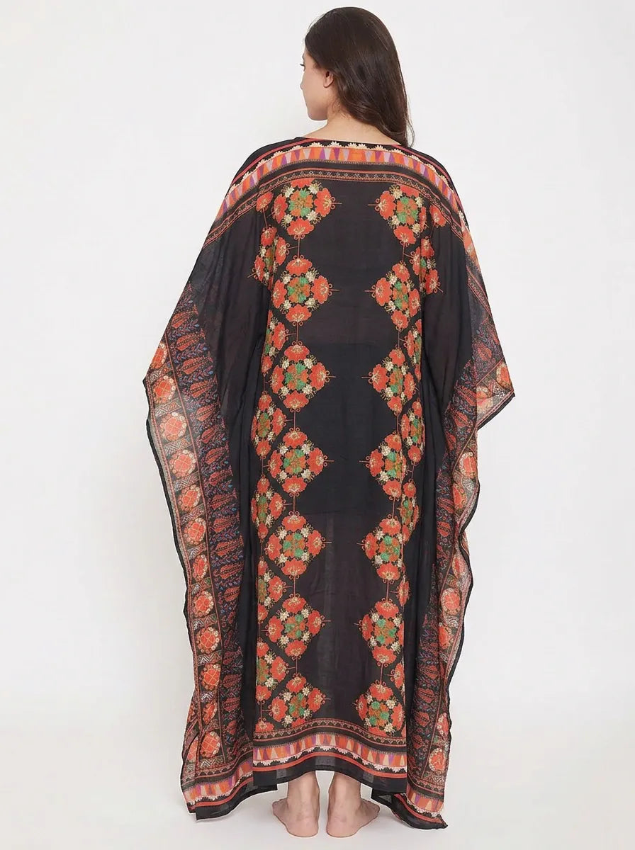 The Kaftan Company Kaftan Floral Geometric Print Maxi Kaftan
