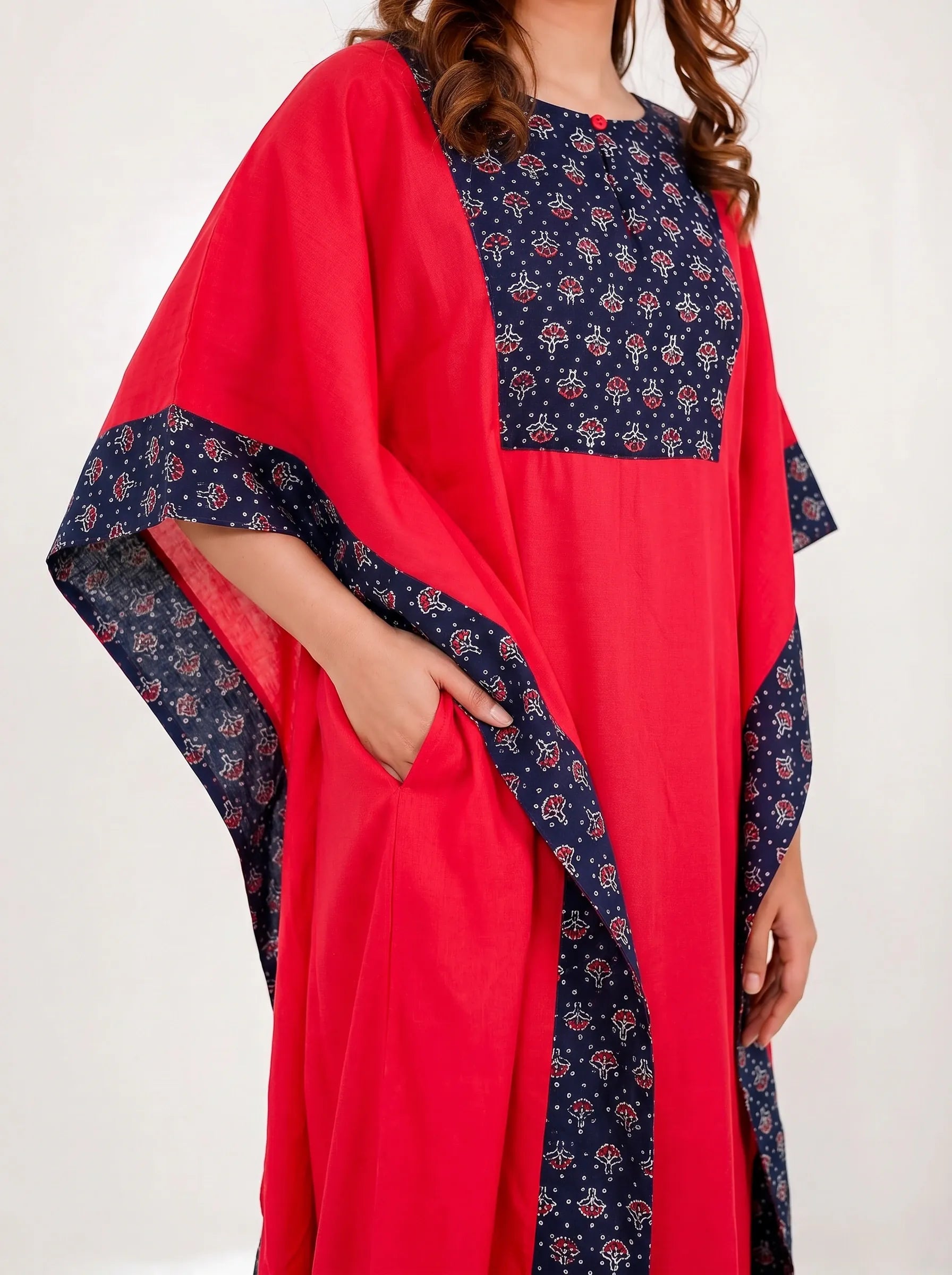 The Kaftan Company Kaftan Floral Print Panel Maxi Kaftan