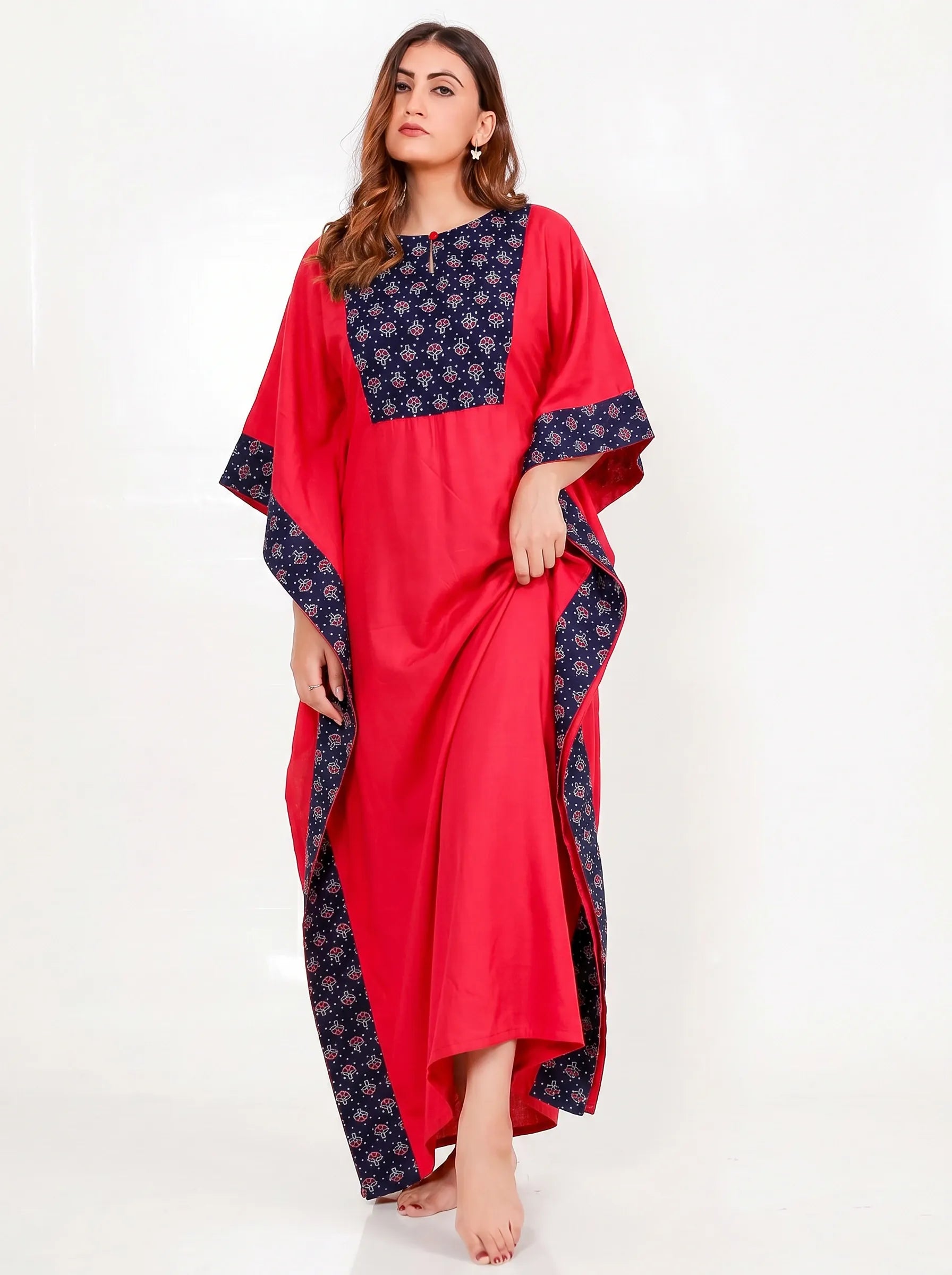 The Kaftan Company Kaftan Floral Print Panel Maxi Kaftan