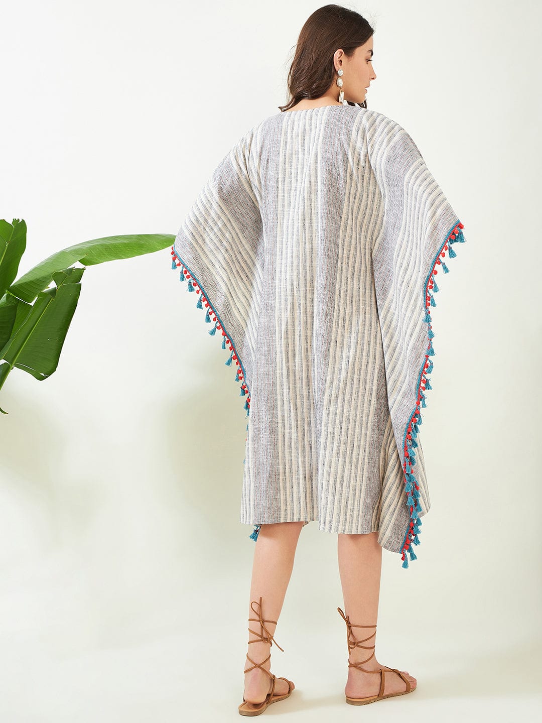 The Kaftan Company Kaftan Grey Monotonous Striped Maternity Kaftan