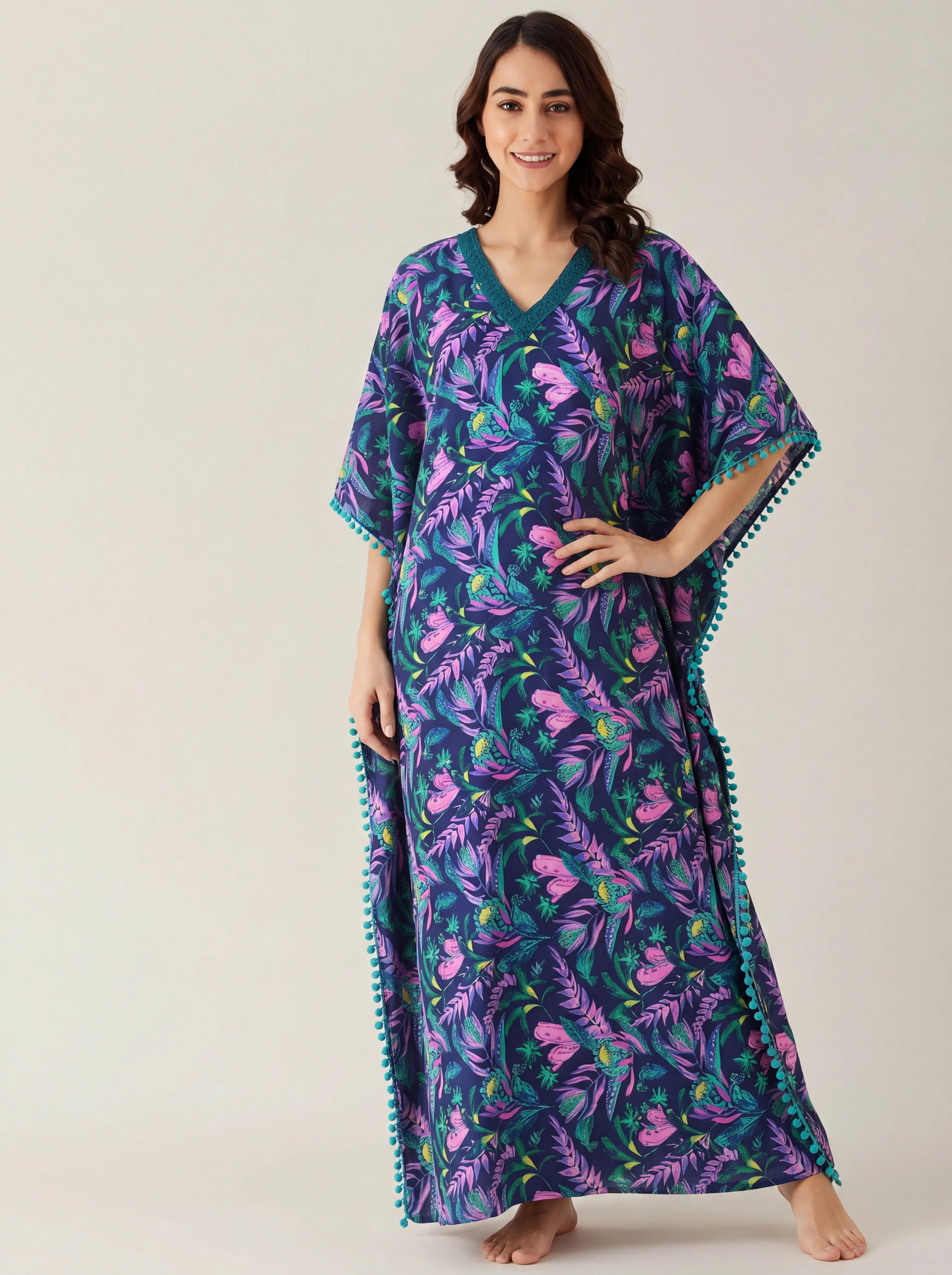 The Kaftan Company Kaftan Jungle Bloom Print Maxi Kaftan