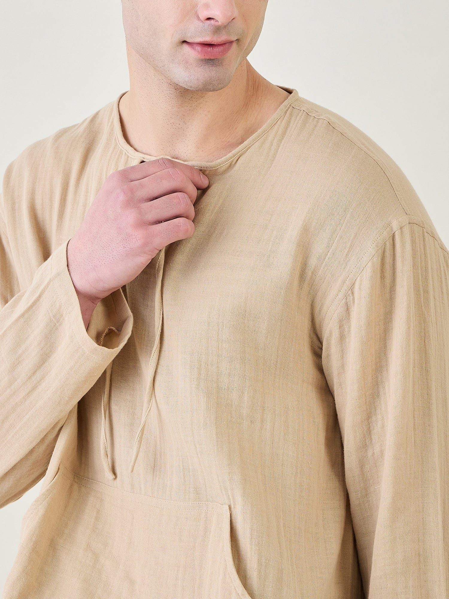 The Kaftan Company Kaftan Mens Beige Cotton Kaftan Robe