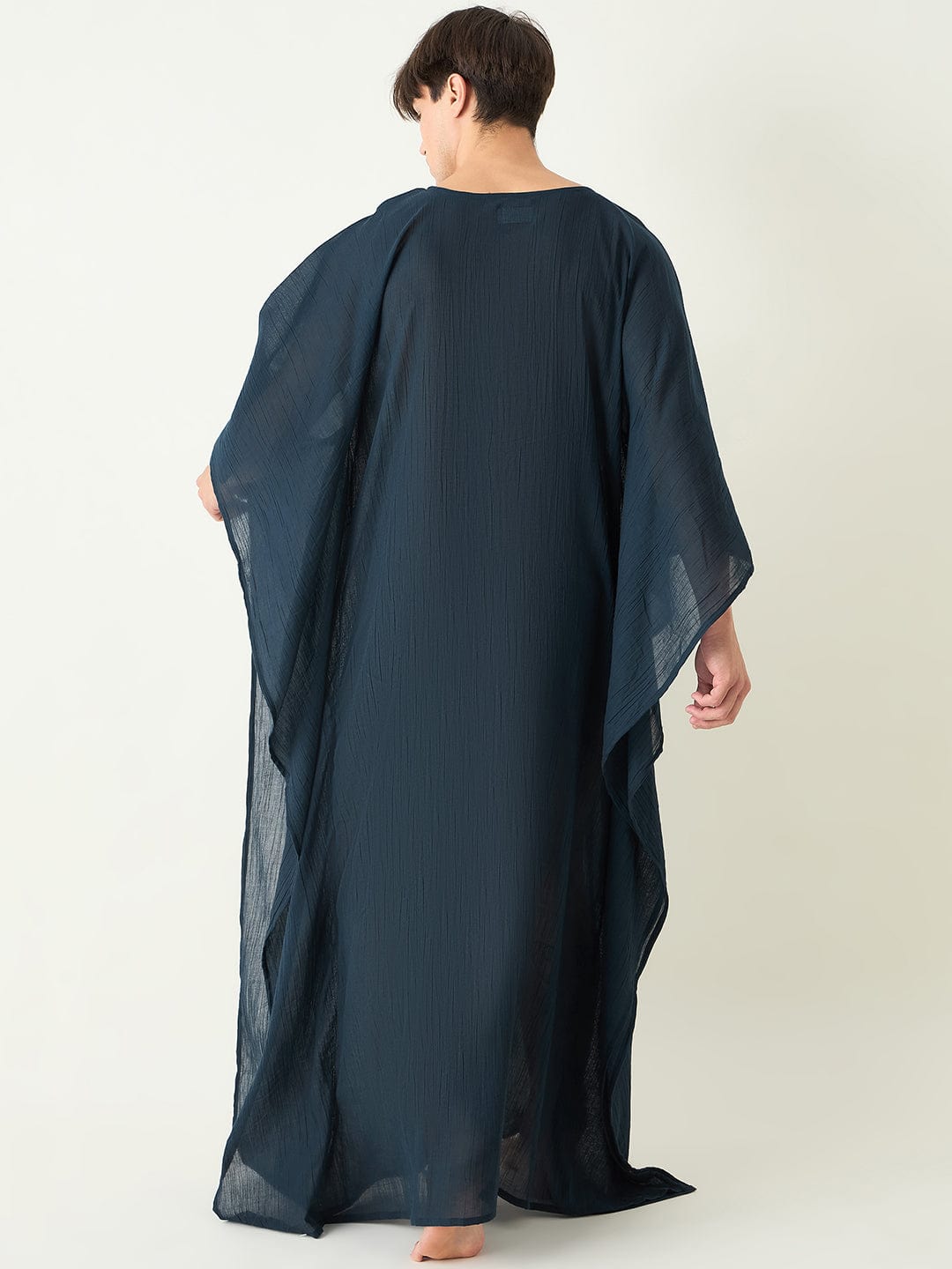 The Kaftan Company Kaftan Mens Blue Textured Loungewear Kaftan Gown