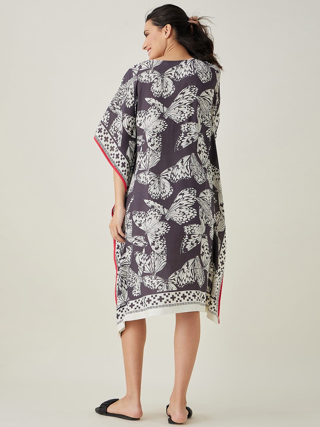 The Kaftan Company Kaftan Monochrome Flutter Modal Kaftan (Final Sale)