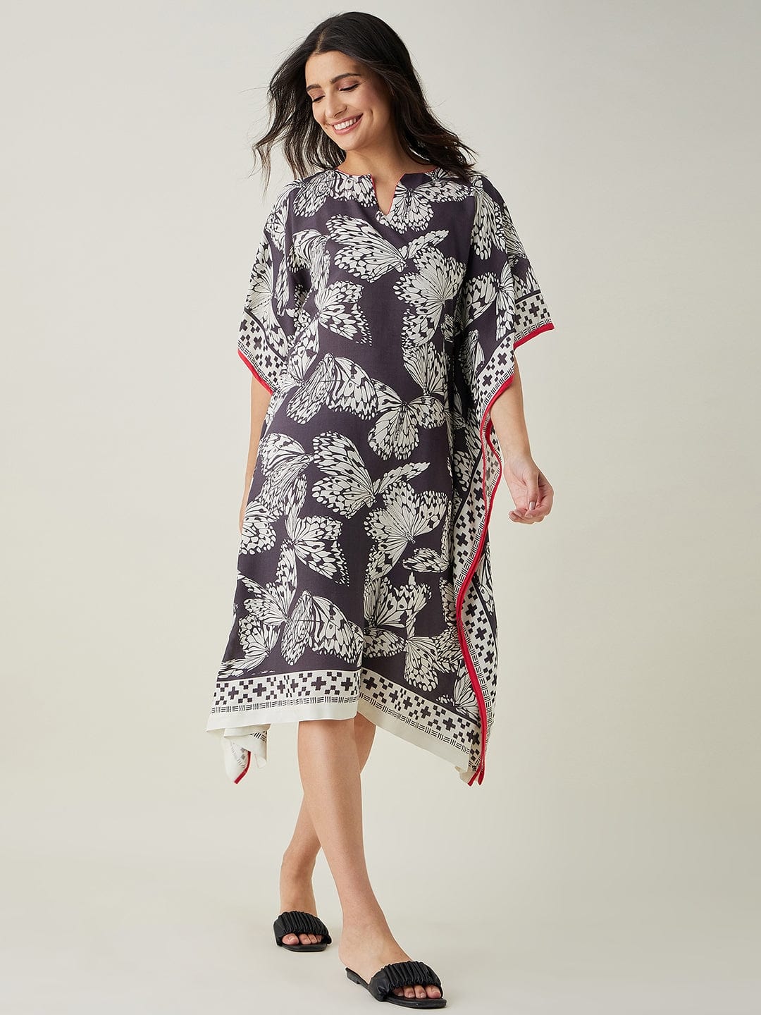 The Kaftan Company Kaftan Monochrome Flutter Modal Kaftan (Final Sale)