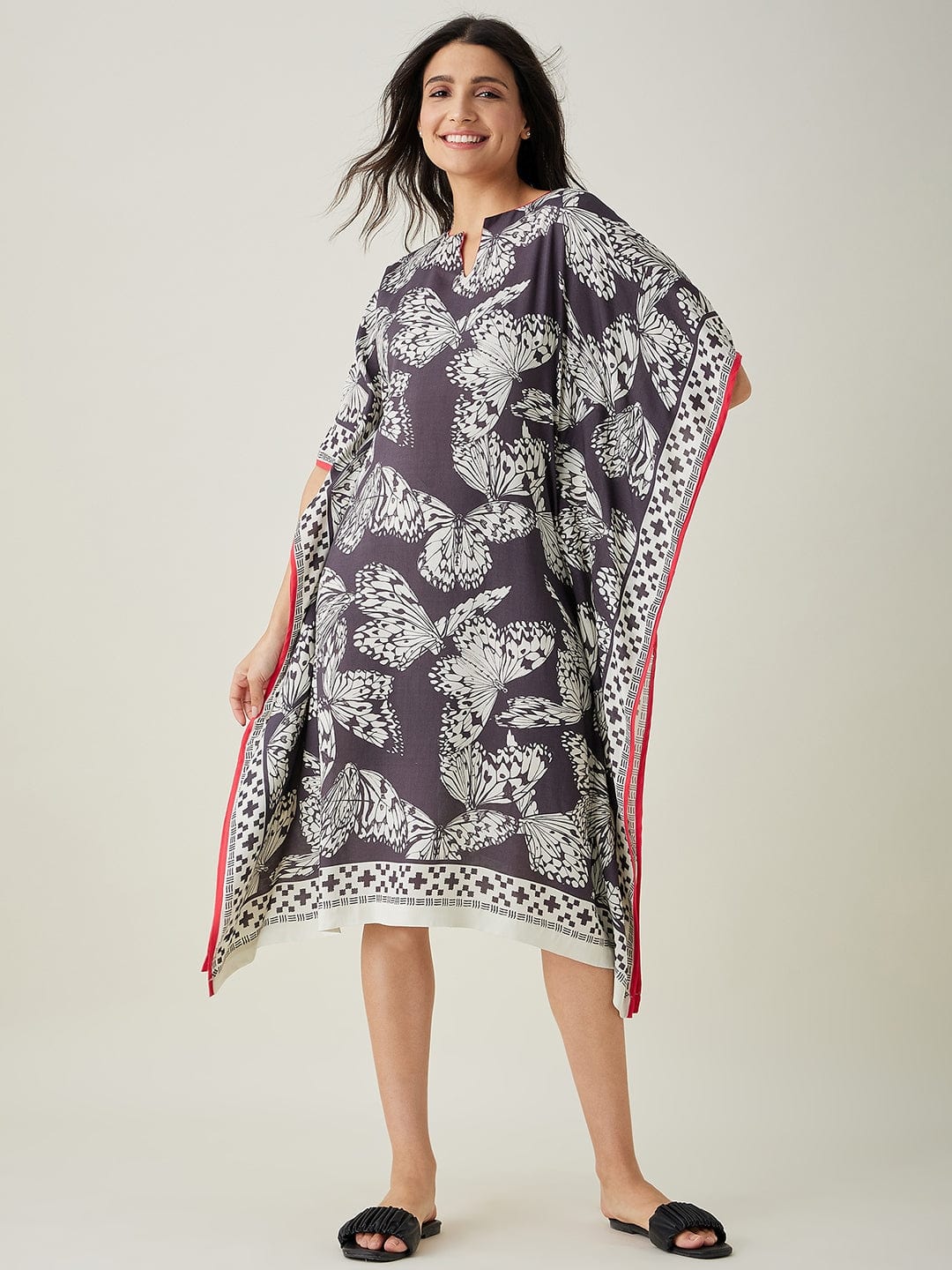 The Kaftan Company Kaftan Monochrome Flutter Modal Kaftan (Final Sale)