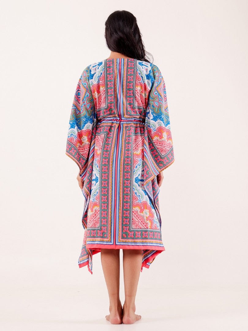 The Kaftan Company Kaftan Multicolor Ornate Printed Crepe Kaftan