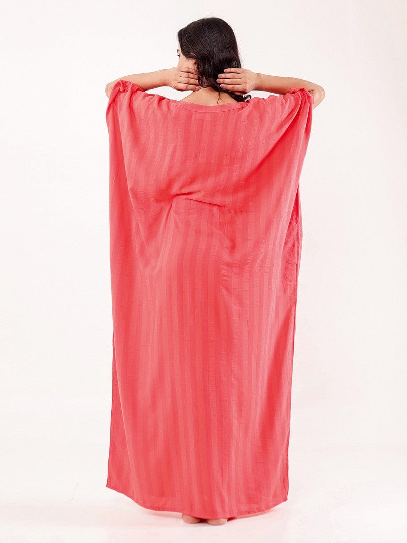 The Kaftan Company Kaftan Onesize Coral Solid Modal Freesize Loungewear Kaftan