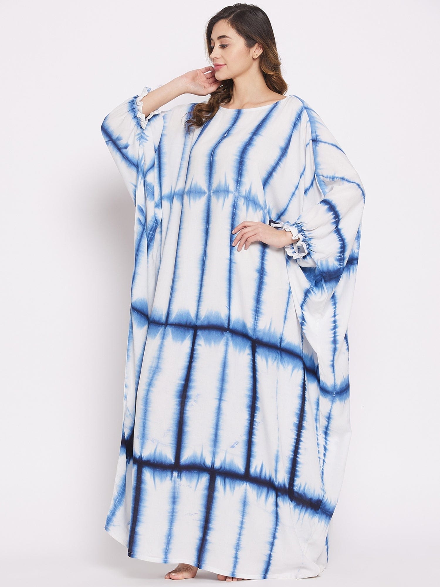 The Kaftan Company Kaftan ONESIZE Navy Blue Tie Dye Loungewear Kaftan (Final nosale)