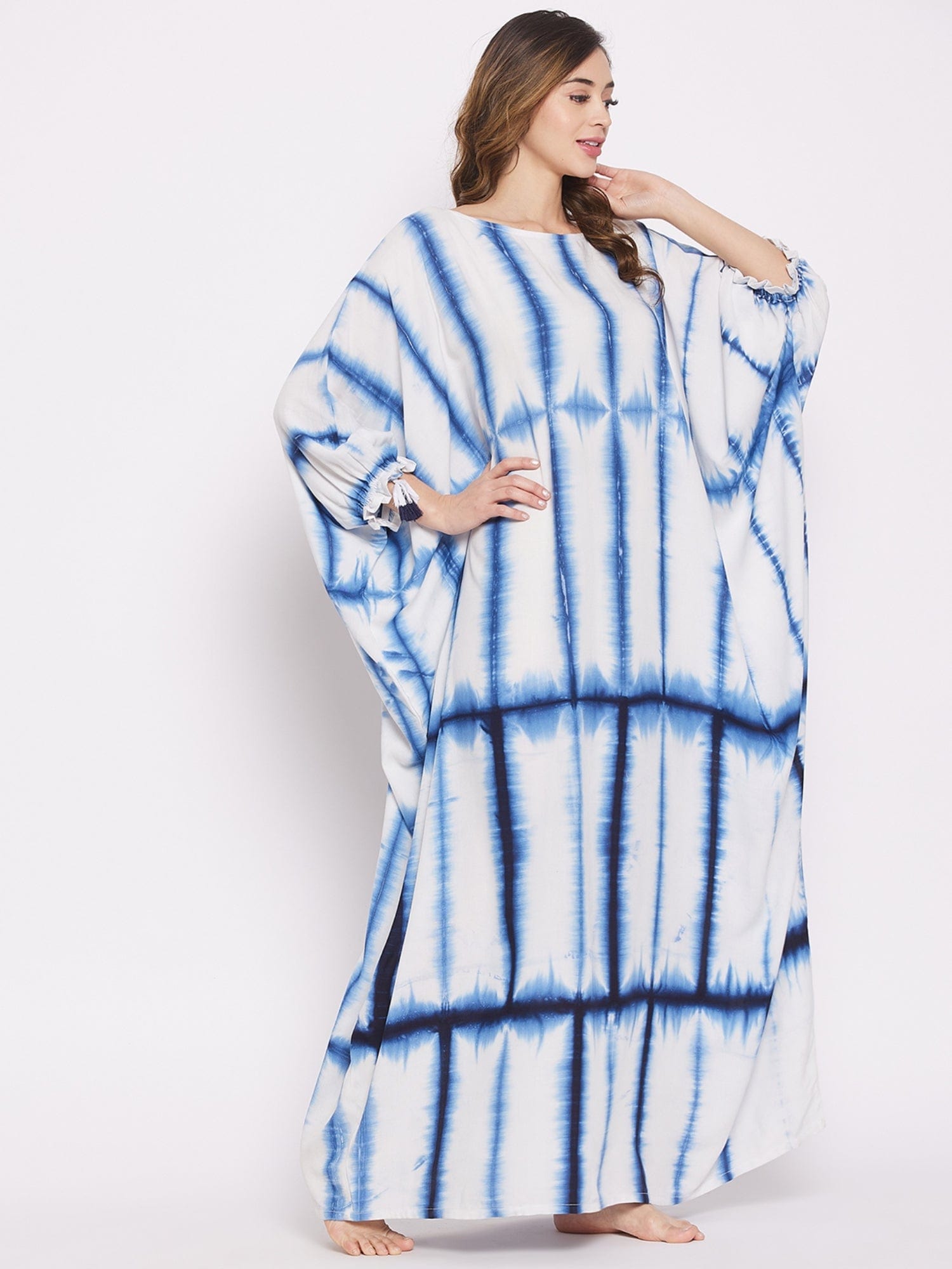 The Kaftan Company Kaftan ONESIZE Navy Blue Tie Dye Loungewear Kaftan (Final nosale)