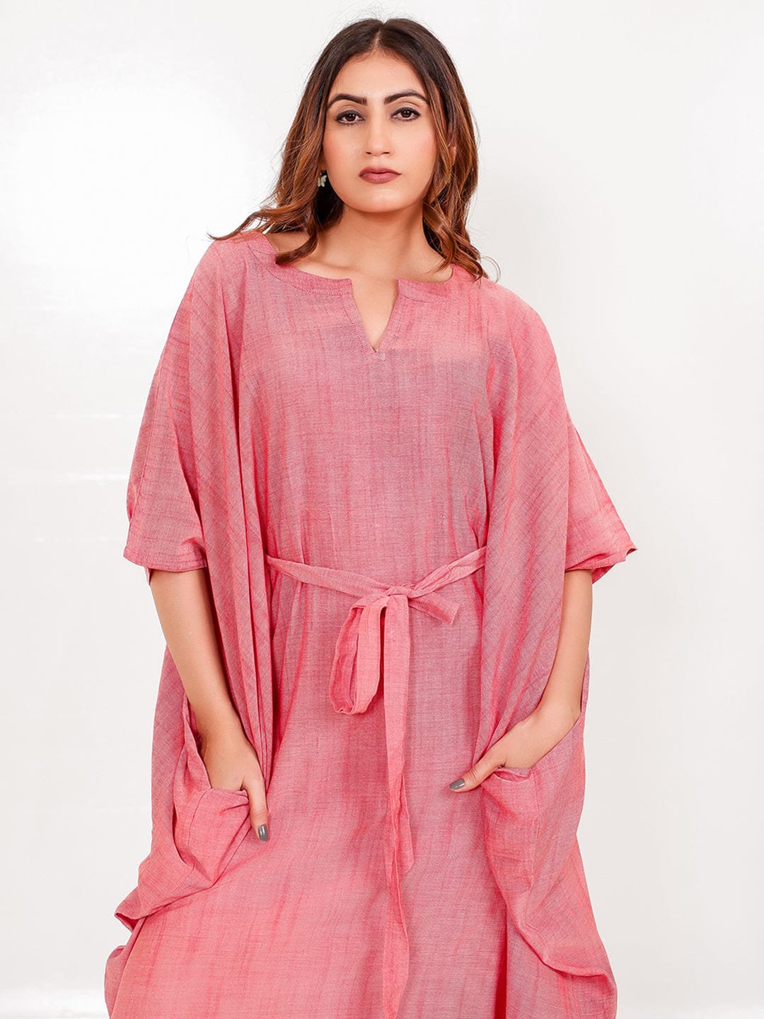 The Kaftan Company Kaftan Onesize Rose Pink Free Size Kaftan with Pockets