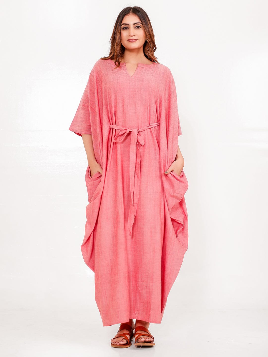 The Kaftan Company Kaftan Onesize Rose Pink Free Size Kaftan with Pockets