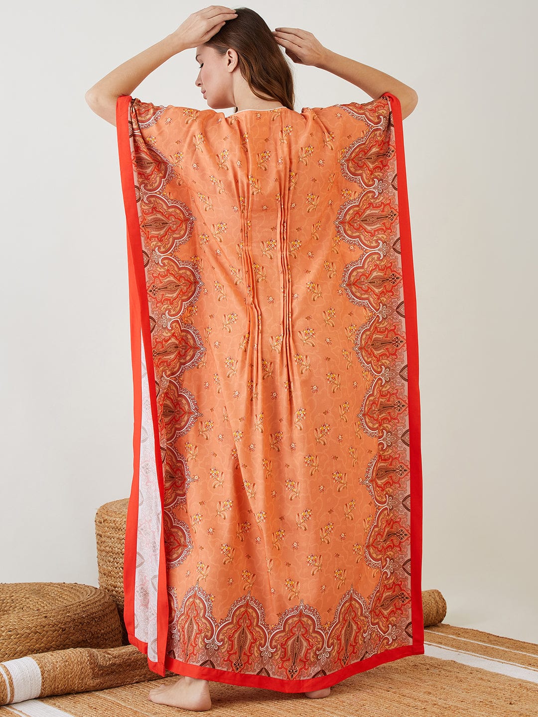 The Kaftan Company Kaftan Peach Flora Maternity and Nursing Kaftan
