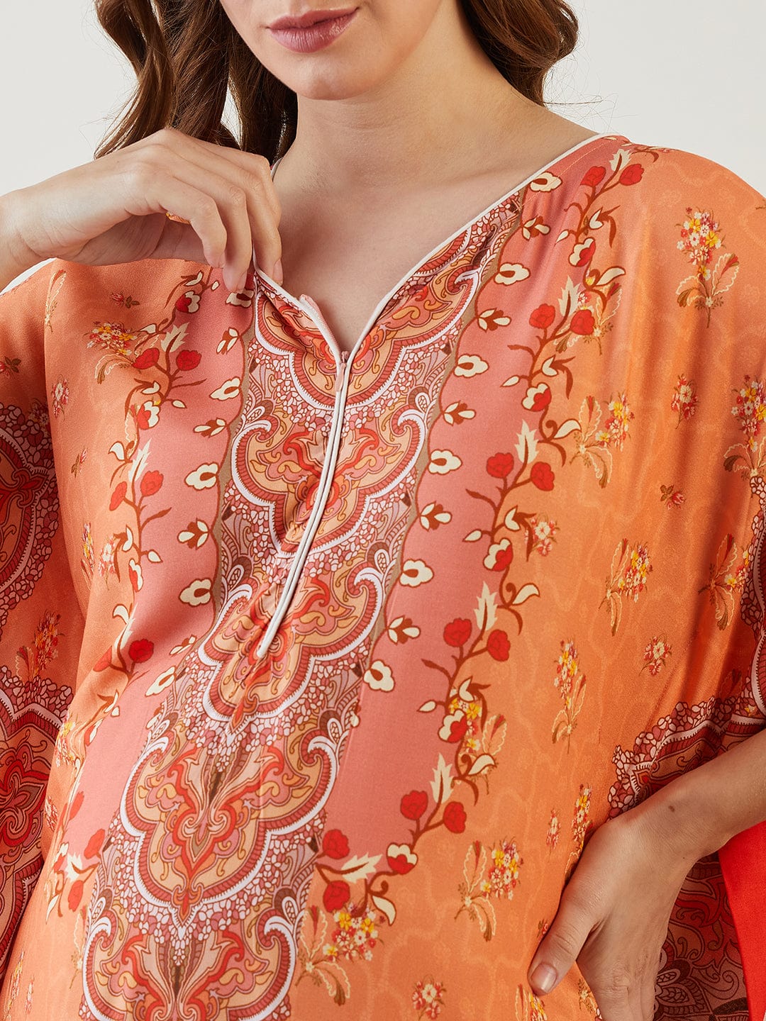 The Kaftan Company Kaftan Peach Flora Maternity and Nursing Kaftan