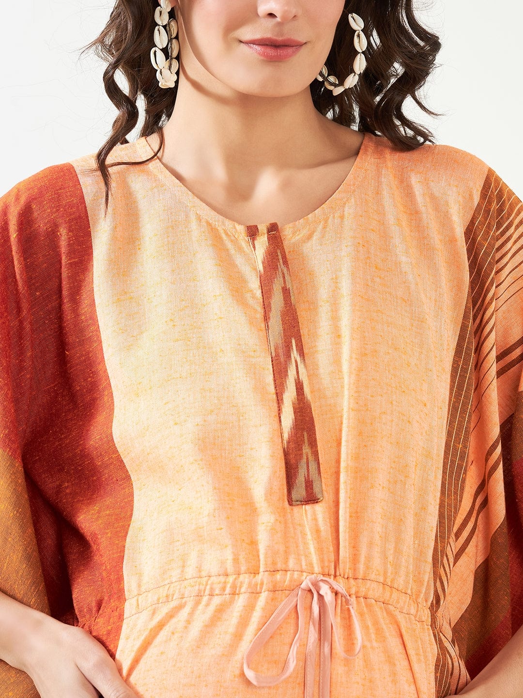 The Kaftan Company Kaftan Peach Handloom Cotton Maternity and Feeding Kaftan