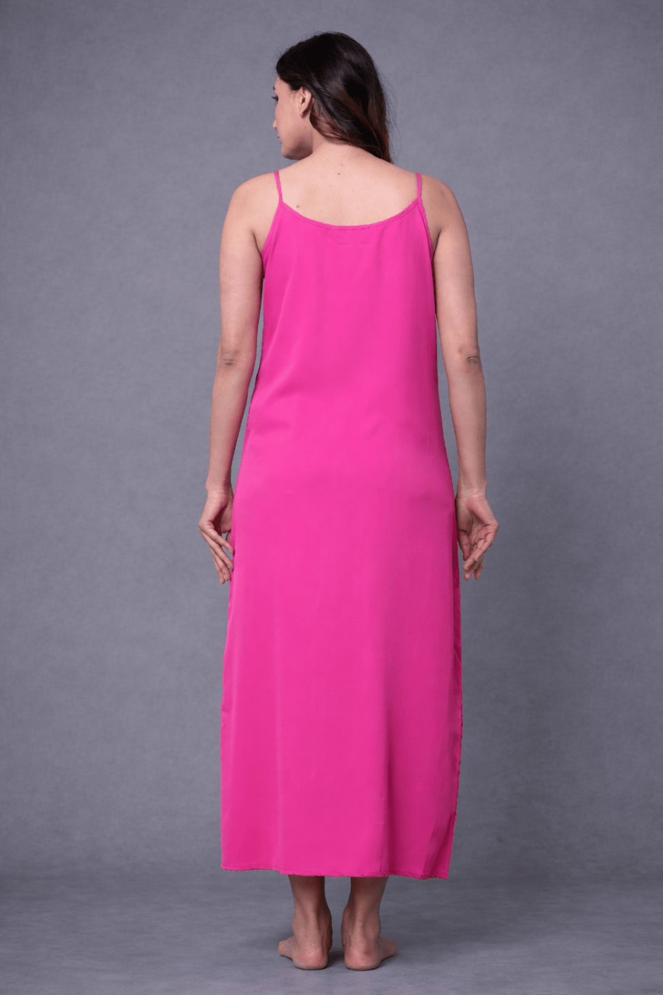 The Kaftan Company Kaftan Pink Floral Chiffon Loungewear Kaftan with Crepe Slip