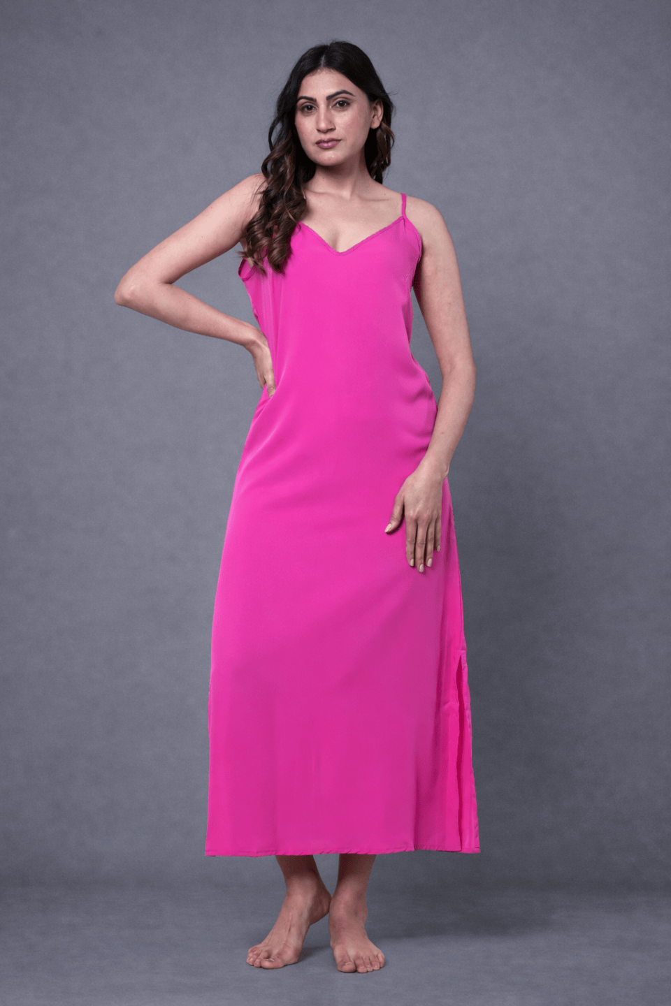 The Kaftan Company Kaftan Pink Floral Chiffon Loungewear Kaftan with Crepe Slip