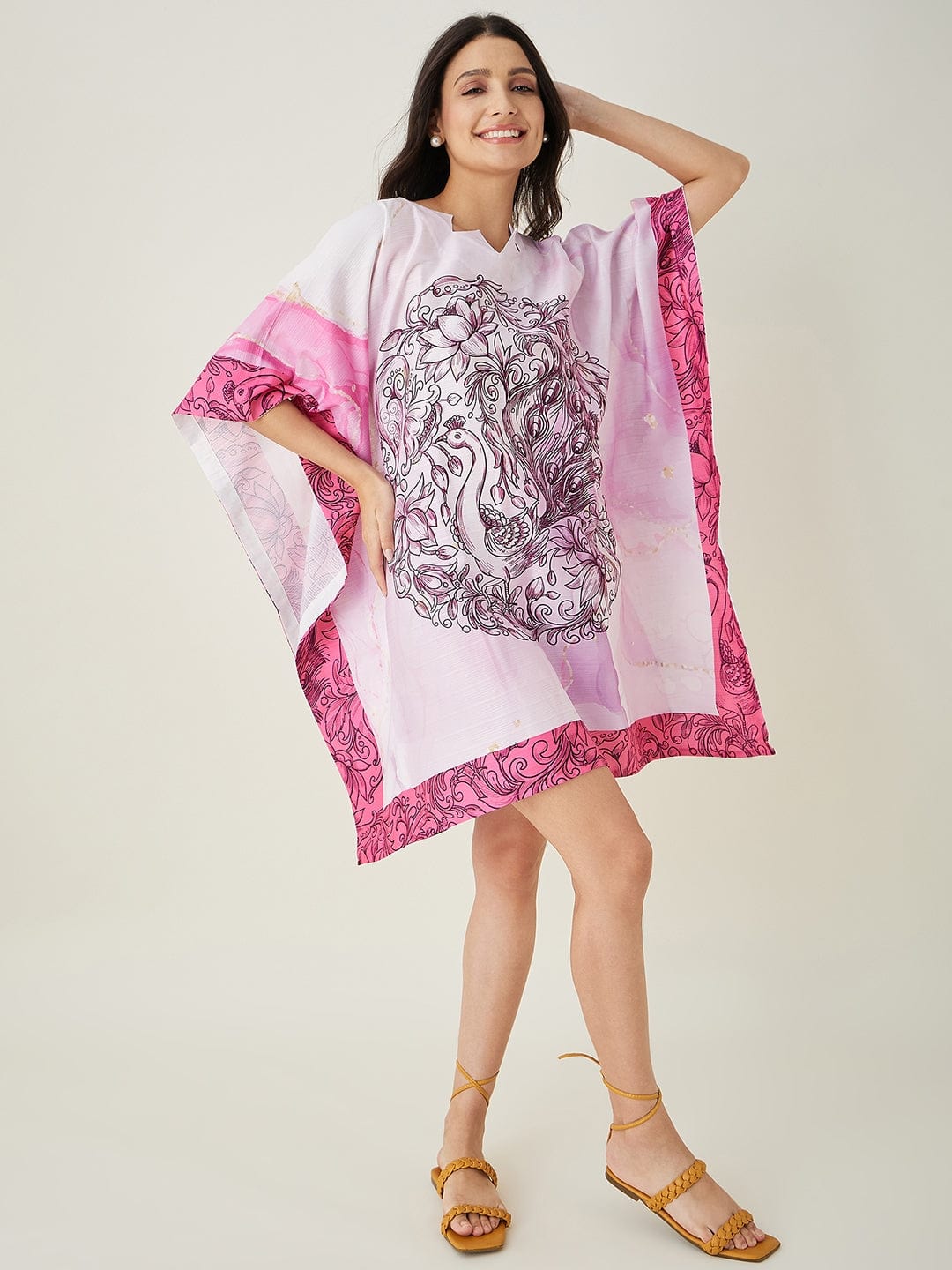The Kaftan Company Kaftan Pink Tranquil Mandala Resort Kaftan