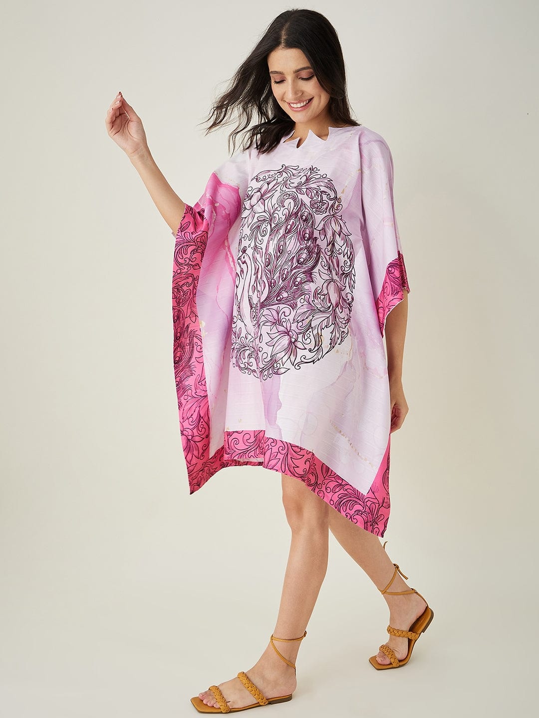 The Kaftan Company Kaftan Pink Tranquil Mandala Resort Kaftan