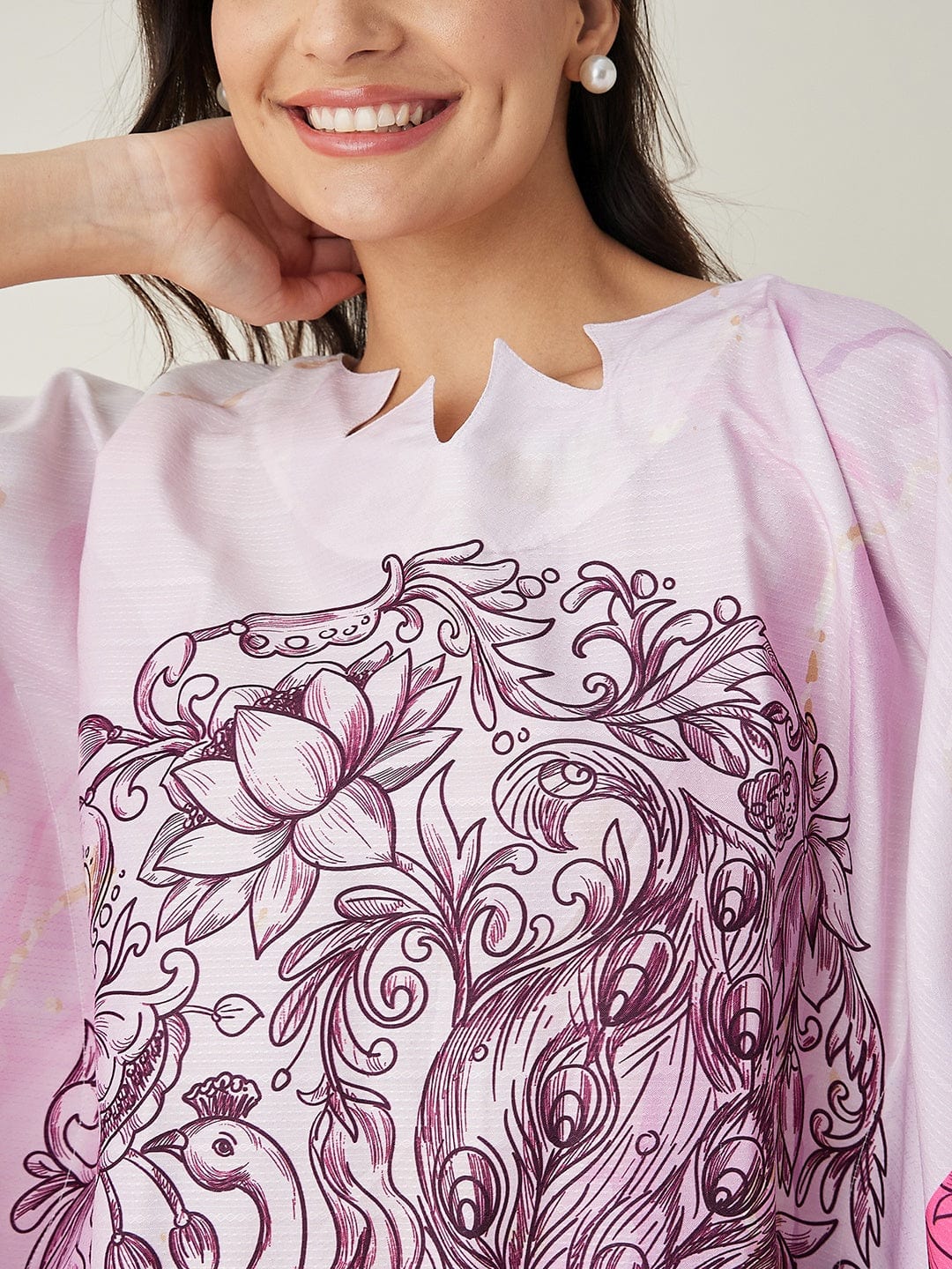 The Kaftan Company Kaftan Pink Tranquil Mandala Resort Kaftan