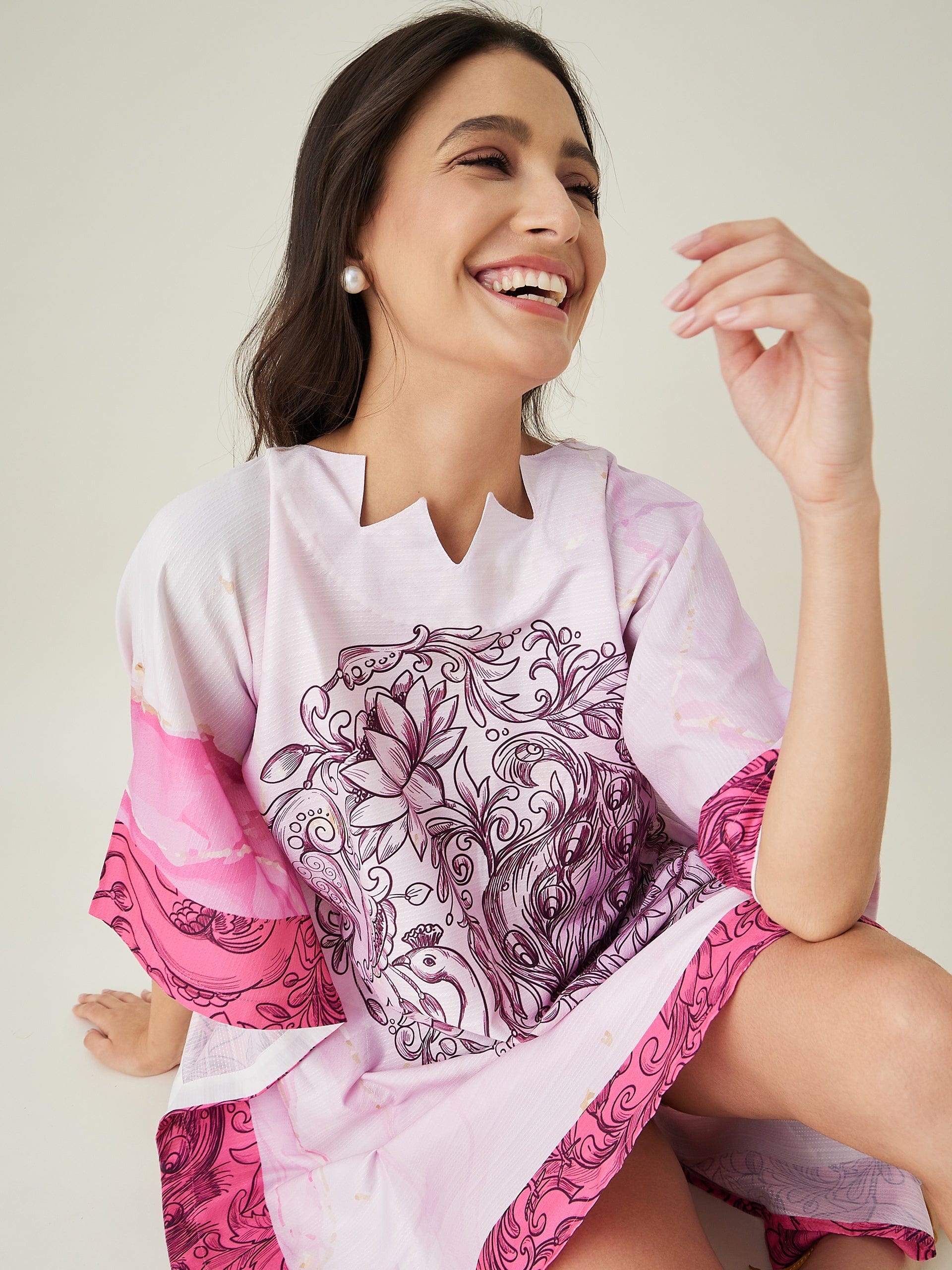 The Kaftan Company Kaftan Pink Tranquil Mandala Resort Kaftan