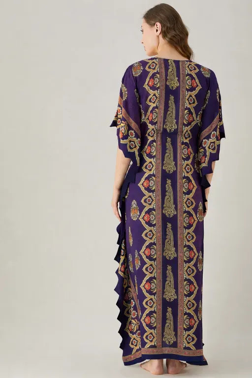 The Kaftan Company Kaftan Purple Floral Modal Maternity & Nursing Kaftan