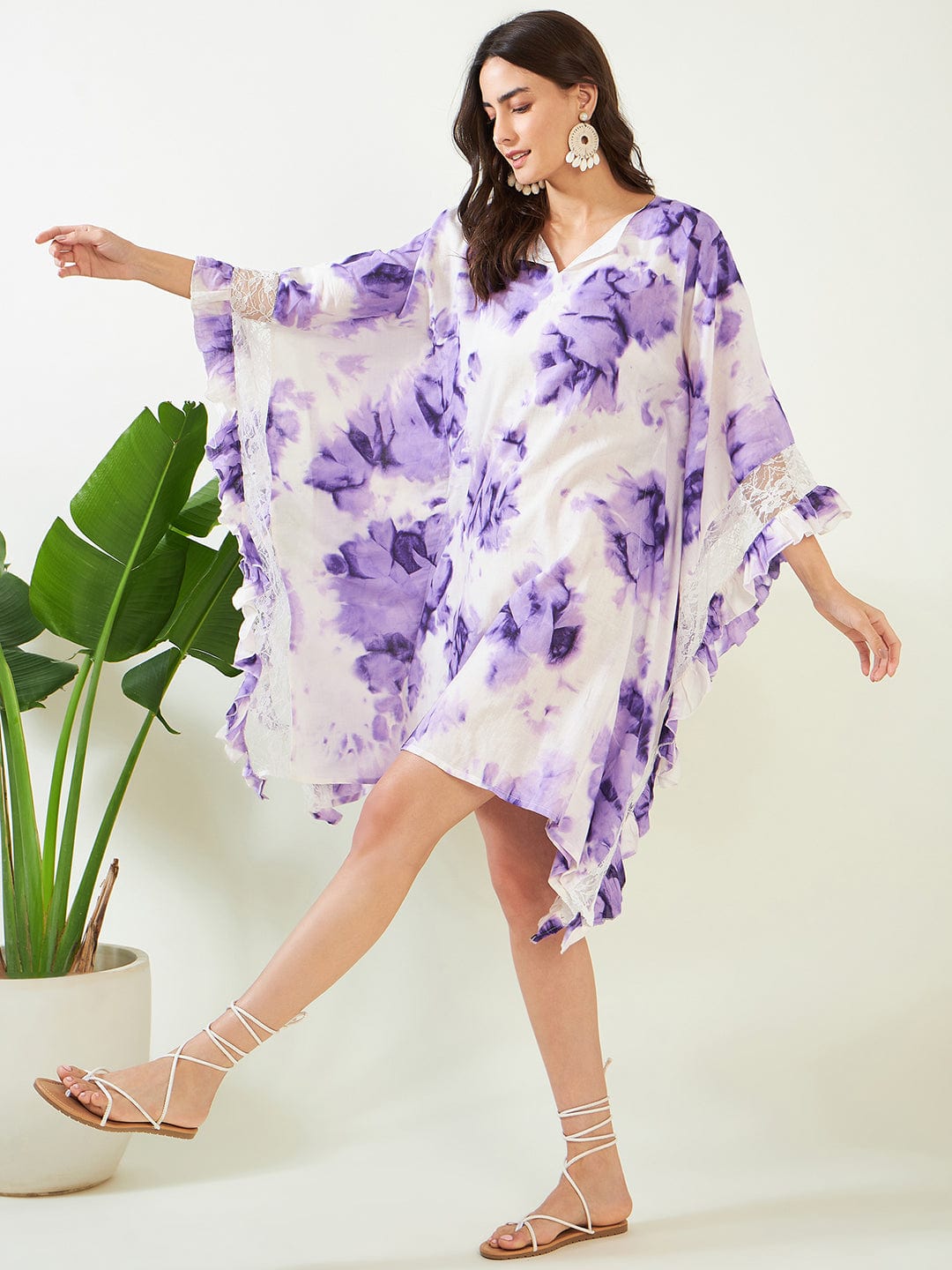 The Kaftan Company Kaftan Purple Tie Dye Cover Up