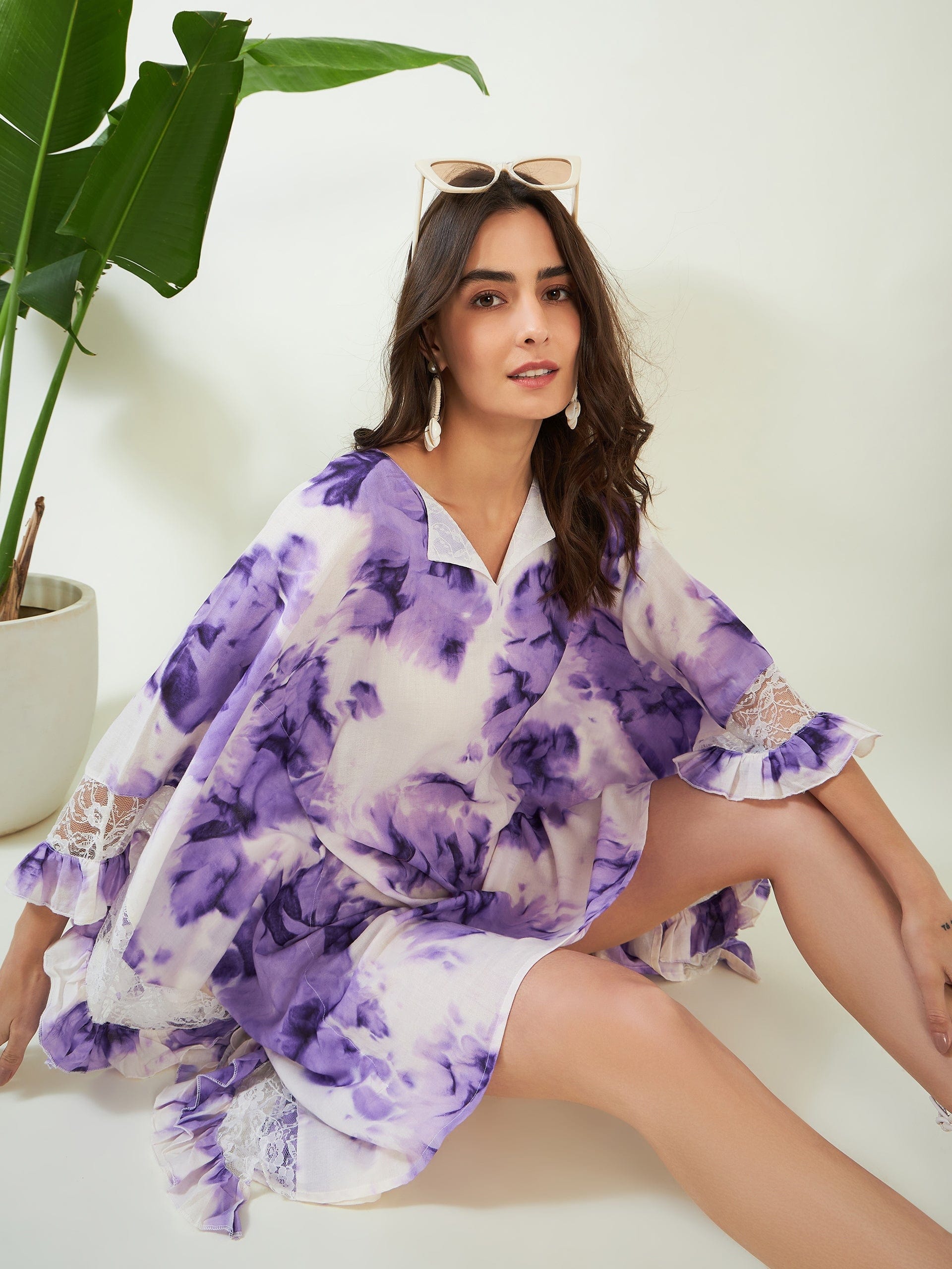 The Kaftan Company Kaftan Purple Tie Dye Cover Up