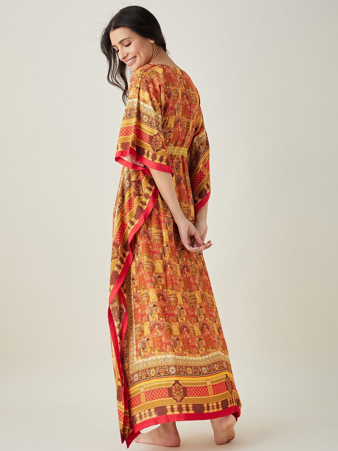The Kaftan Company Kaftan Red Egyptian Printed Kaftan