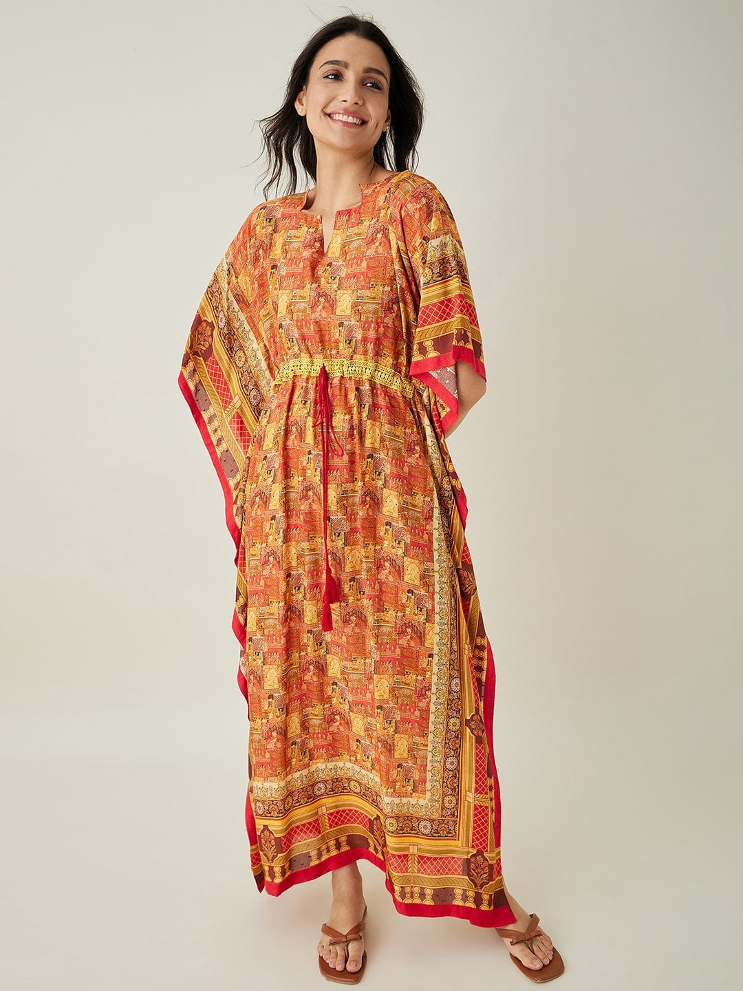 The Kaftan Company Kaftan Red Egyptian Printed Kaftan