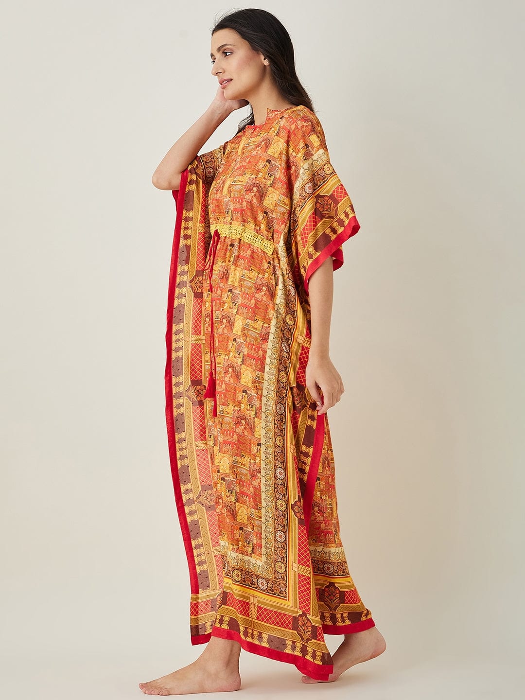 The Kaftan Company Kaftan Red Egyptian Printed Kaftan