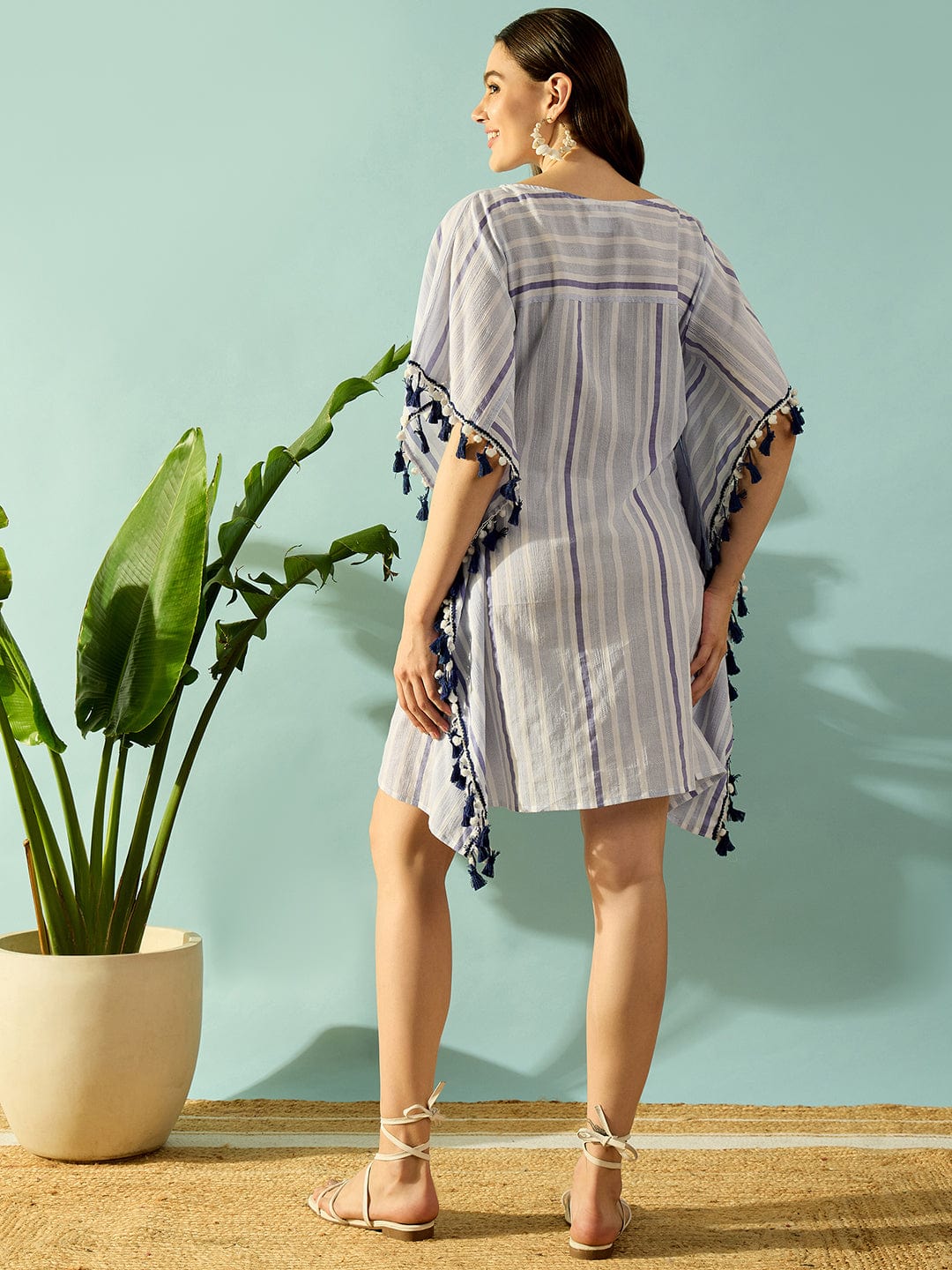 The Kaftan Company Kaftan Seaside Chic Striped Cotton Coverup