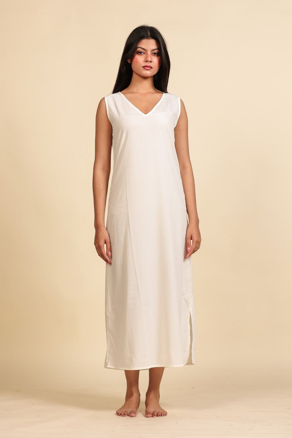 The Kaftan Company Kaftan White and Black Geometric Print Georgette Kaftan with Black Lace Trim