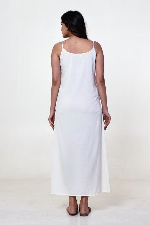 The Kaftan Company Kaftan White Floral Georgette Hooded Loungewear Kaftan with Crepe Slip