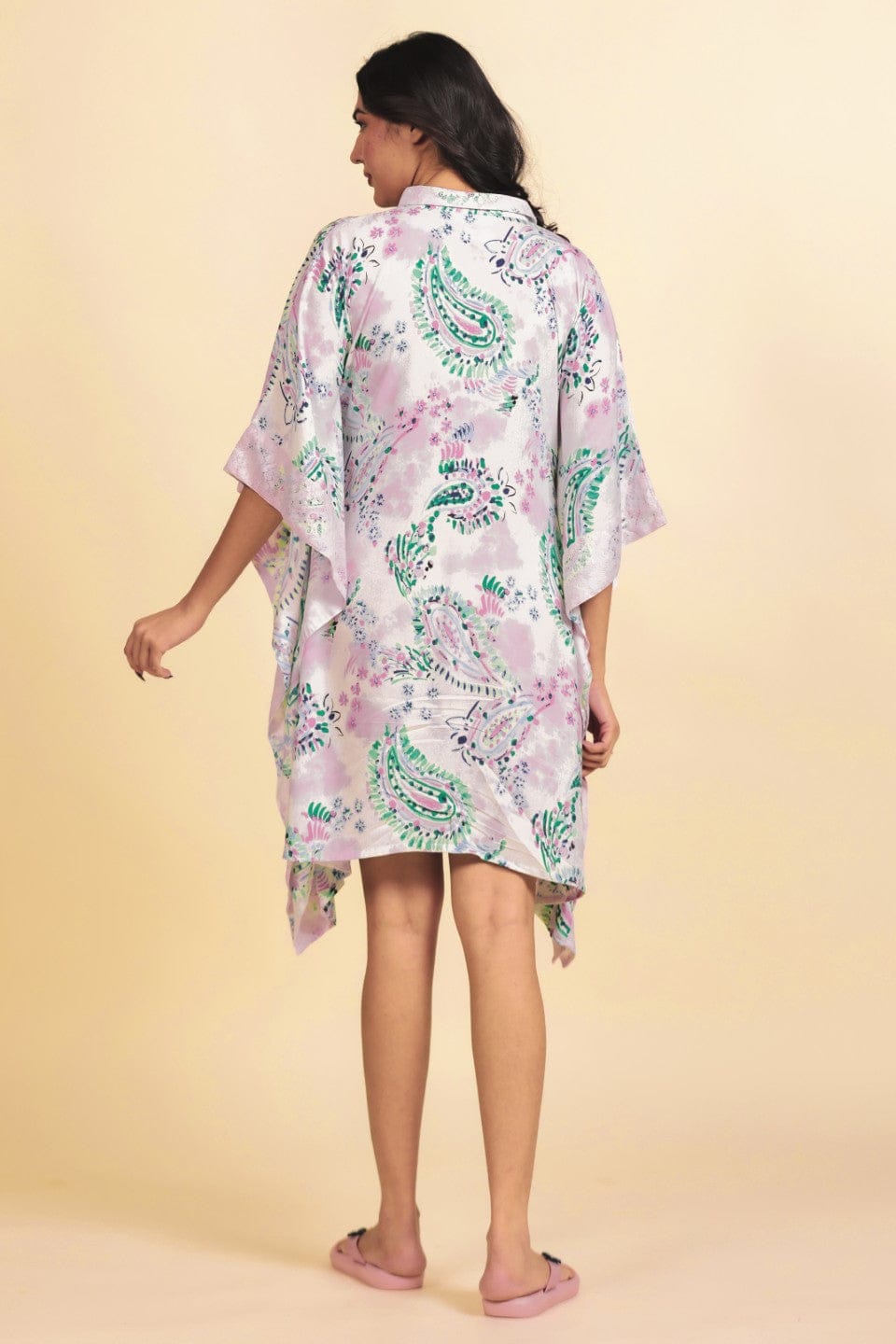 The Kaftan Company Kaftan White Printed Viscose Rayon Kaftan Dress