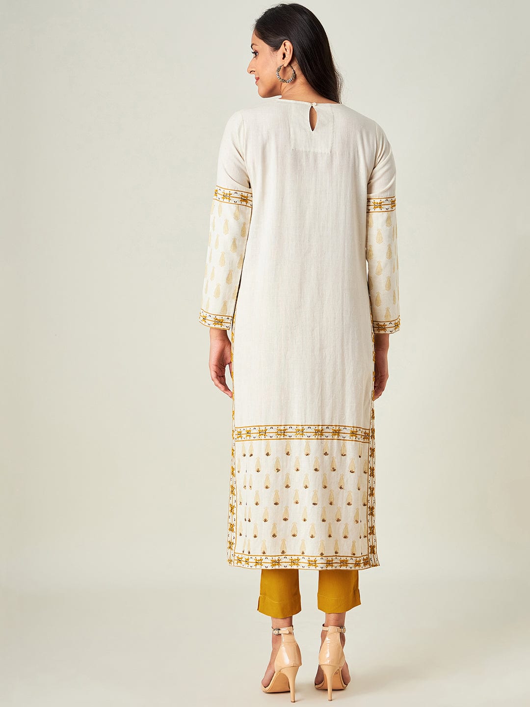 The Kaftan Company Kurta Birds of paradise Yoke Cotton Kurta Set