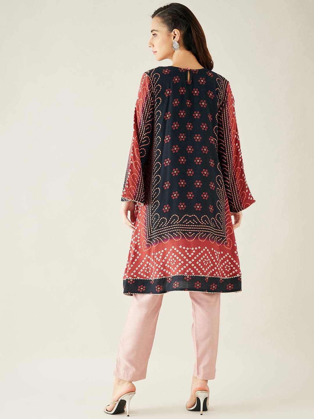 The Kaftan Company Kurta Black and Brown Bandhani Kurta