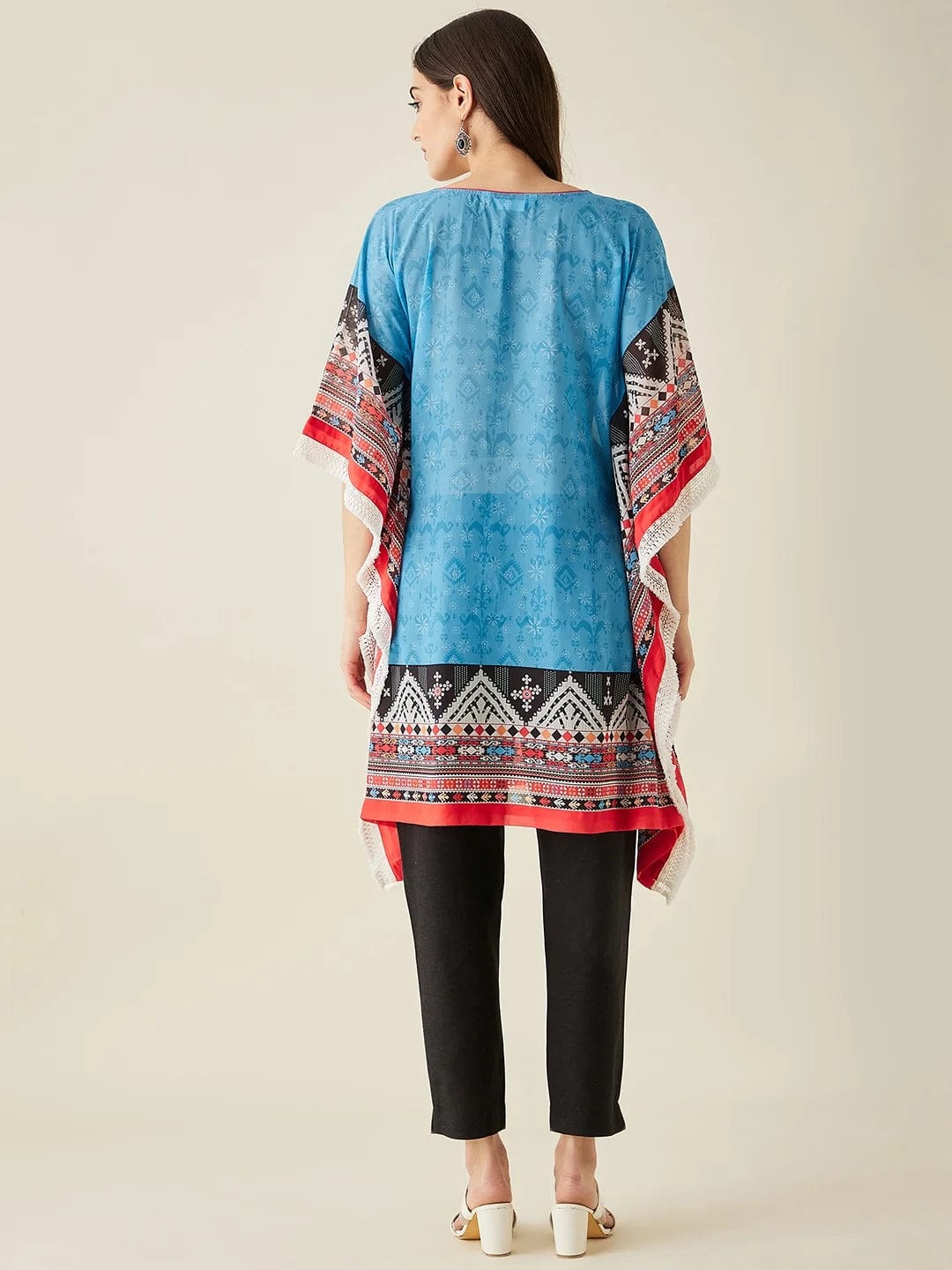 The Kaftan Company Kurta Blue Boho Printed Kaftan Kurta