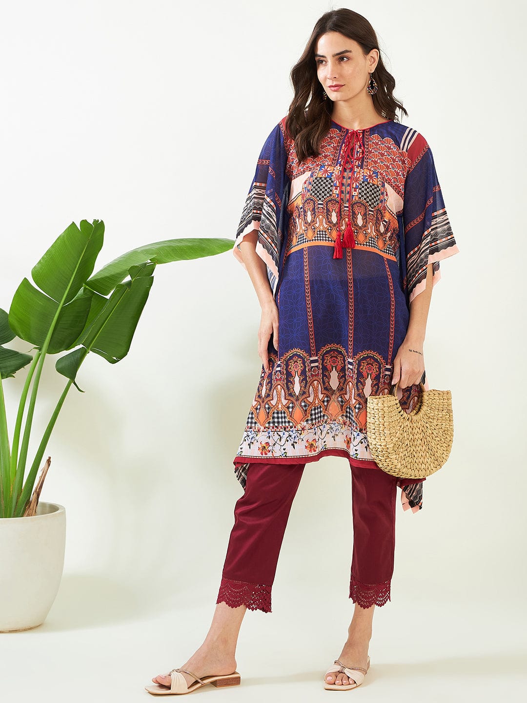 The Kaftan Company Kurta Blue Jewel Radiance Georgette Kaftan