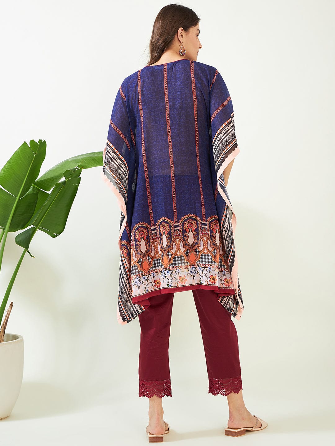 The Kaftan Company Kurta Blue Jewel Radiance Georgette Kaftan