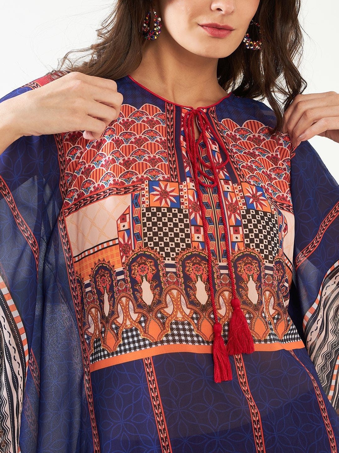 The Kaftan Company Kurta Blue Jewel Radiance Georgette Kaftan