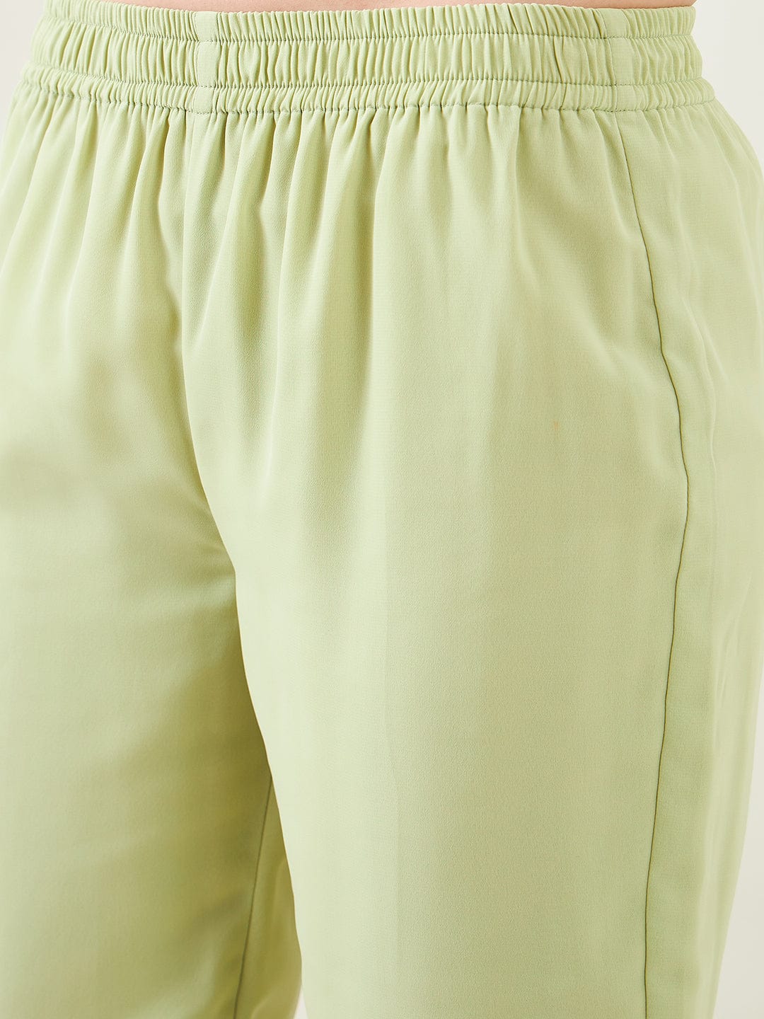 The Kaftan Company Kurta Sets Light Green Hand Embroidred Party Kaftan with Slip and Pants