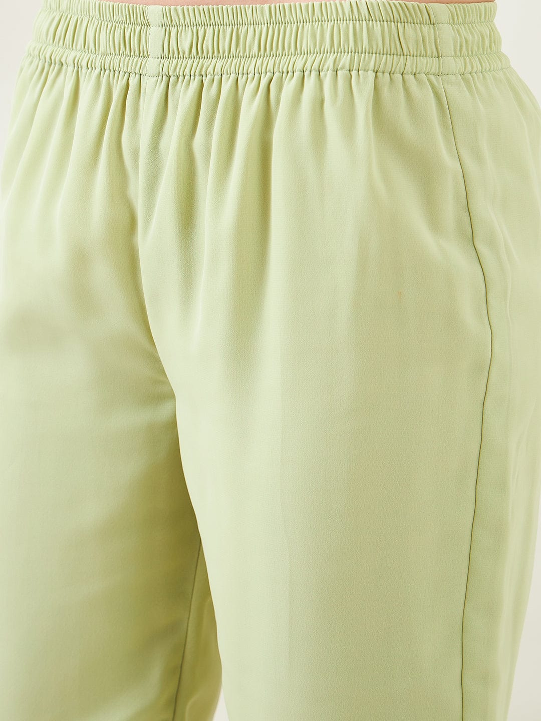 The Kaftan Company Kurta Sets Light Green Hand Embroidred Party Kurta with Slip and Pants