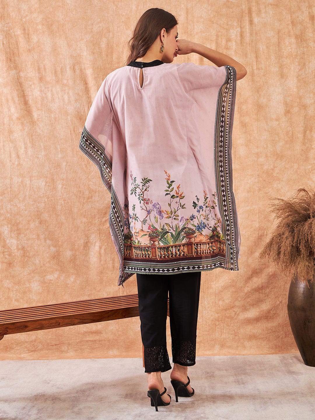 The Kaftan Company Kurta Sets Pink Grecian Bloom Kaftan Kurta Set