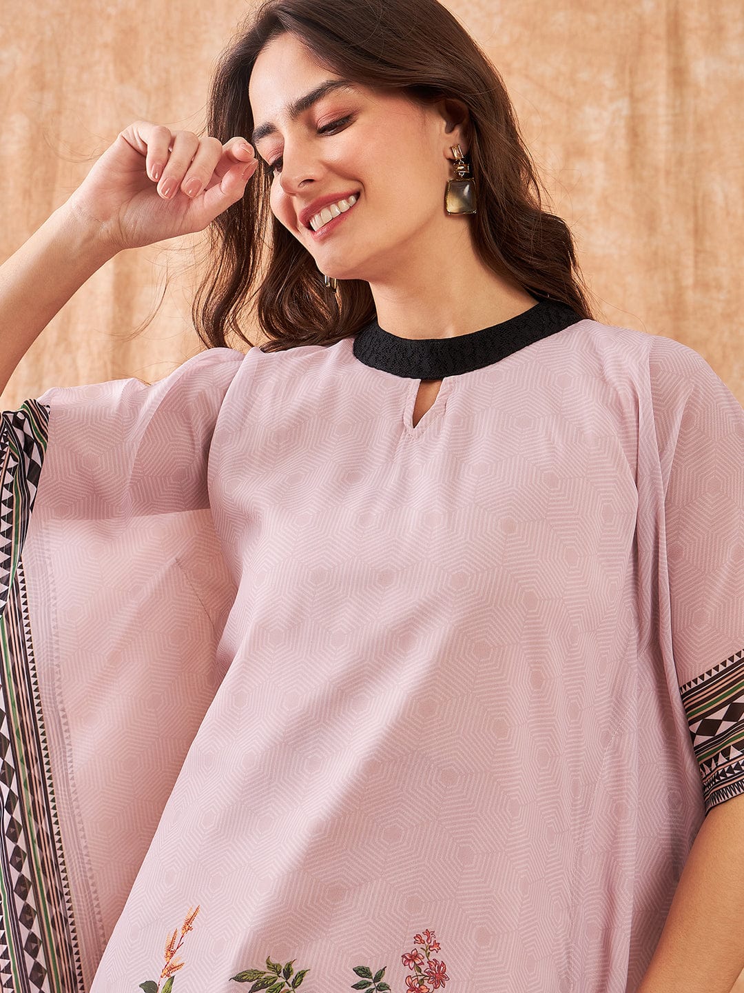 The Kaftan Company Kurta Sets Pink Grecian Bloom Kaftan Kurta Set