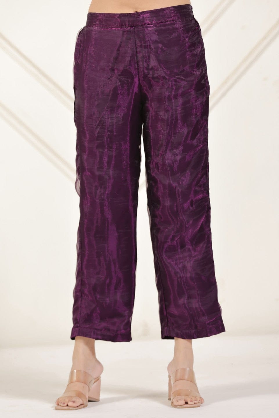 The Kaftan Company Kurta Sets Plum Purple Tissue Silk Kaftan Kurta Set