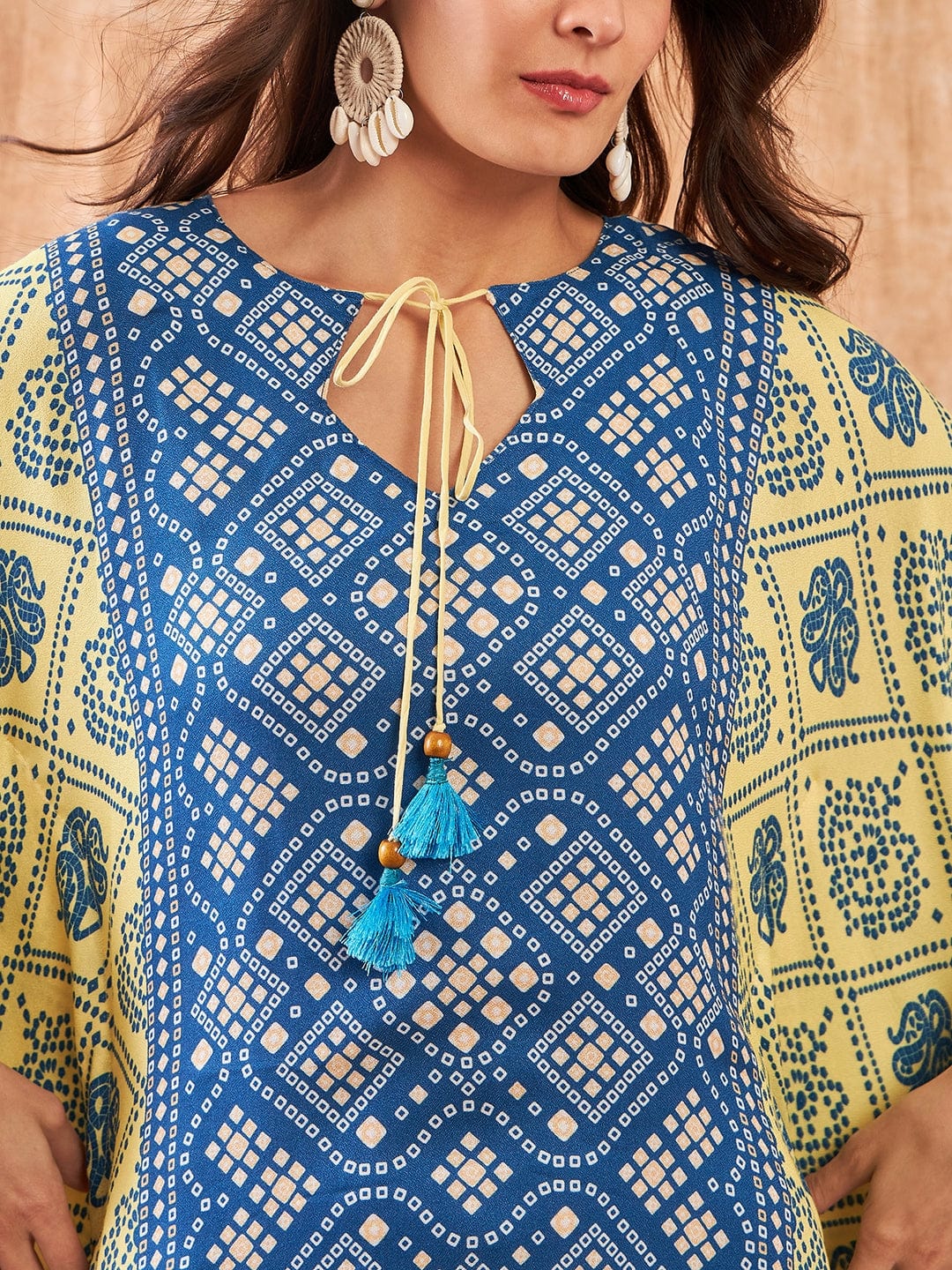 The Kaftan Company Kurta Sunny Sky Blue Bandhini Kurta
