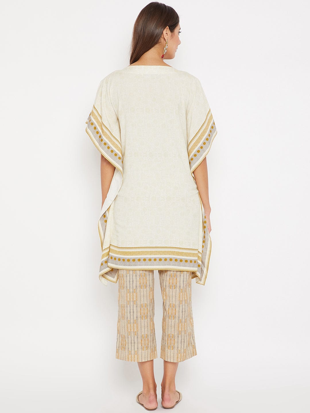 The Kaftan Company Kurta White Hand Embroidered Ethereal Kaftan Kurta